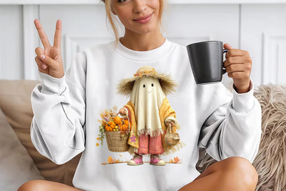 Whimsical Cozy Autumn Clipart PNG Cute Fall Animals Ghost Pumpkin Sublimation Bundle