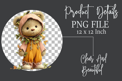 Whimsical Cozy Autumn Clipart PNG Cute Fall Animals Ghost Pumpkin Sublimation Bundle