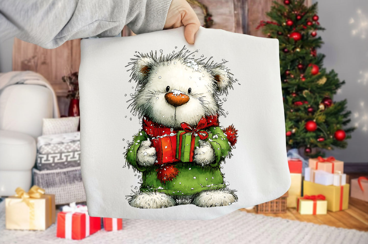 Whimsical Cute Christmas Polar Bear Clipart PNG