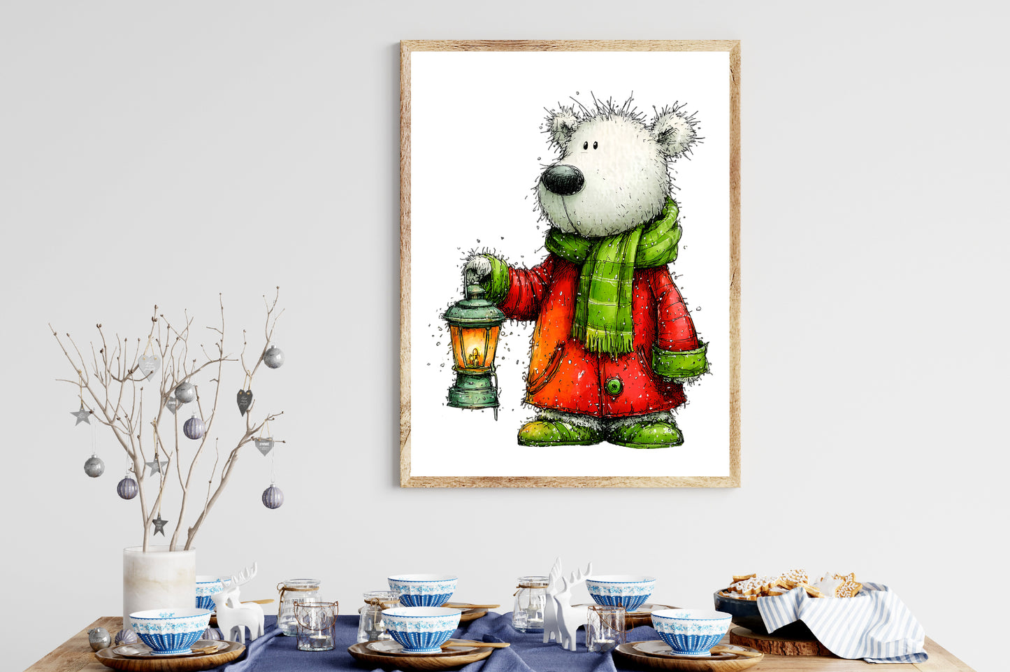 Whimsical Cute Christmas Polar Bear Clipart PNG