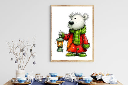Whimsical Cute Christmas Polar Bear Clipart PNG
