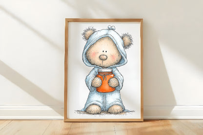 Whimsical Cute Teddy Bear Sublimation PNG Bundle | Adorable Watercolor Teddy Bear Clipart | Cute Bear PNG
