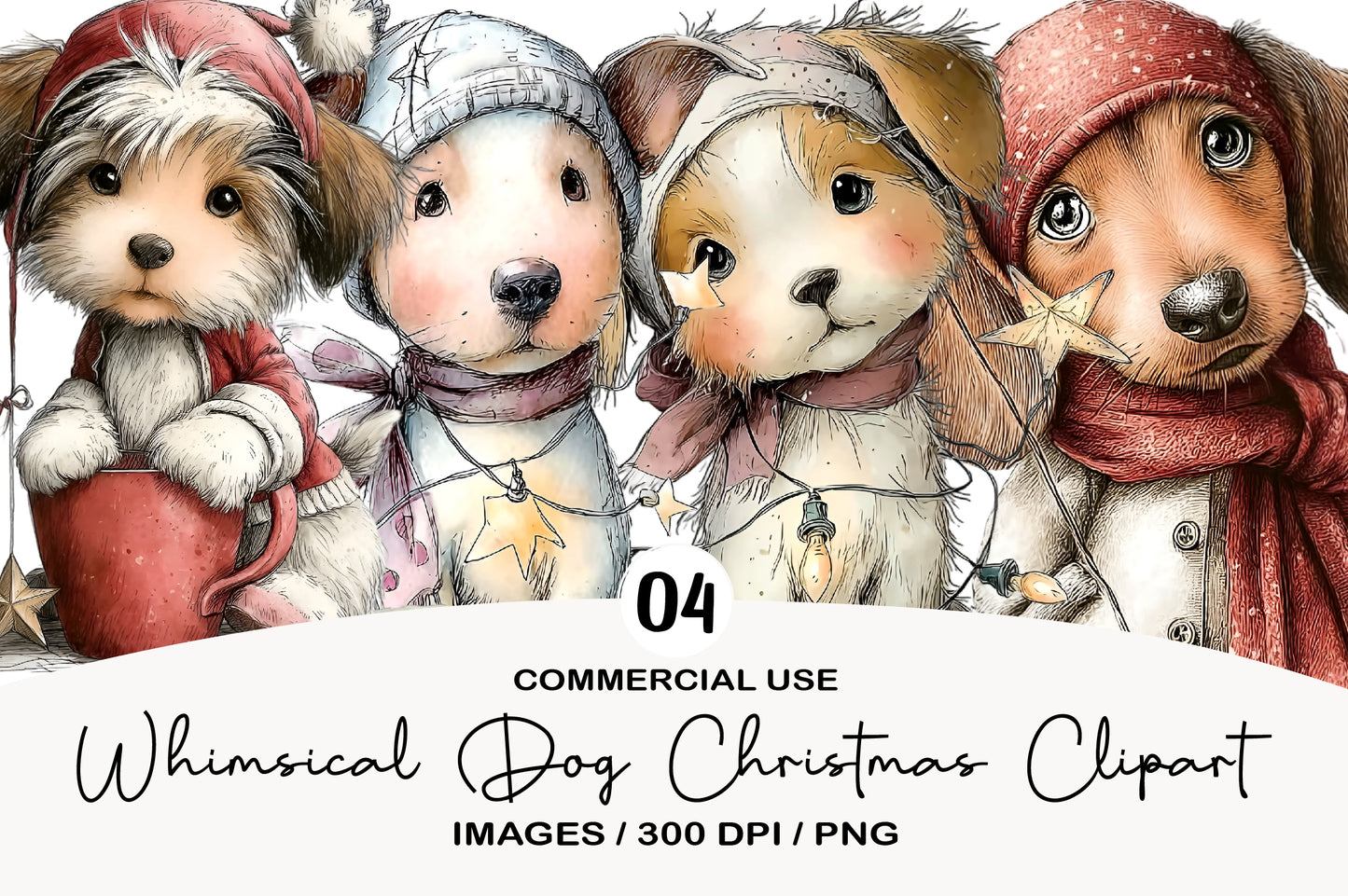 Whimsical Christmas Dog Clipart PNG