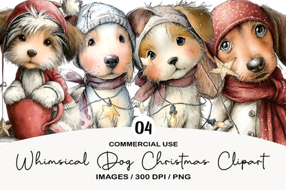 Whimsical Christmas Dog Clipart PNG