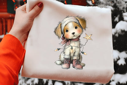 Whimsical Christmas Dog Clipart PNG
