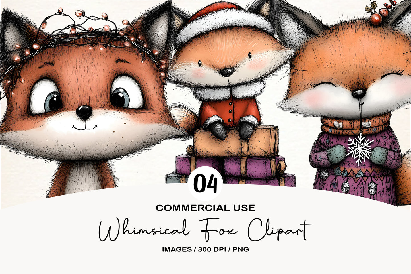 Whimsical Fox Clipart PNG Bundle | Cute Watercolor Woodland Fox Clipart | Adorable Forest Fox PNG