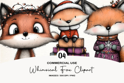 Whimsical Fox Clipart PNG Bundle | Cute Watercolor Woodland Fox Clipart | Adorable Forest Fox PNG