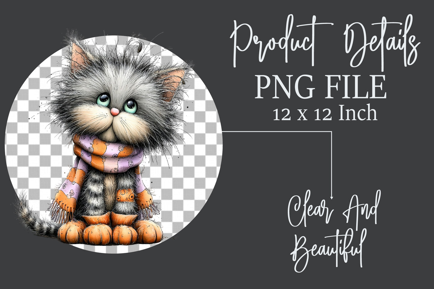 Whimsical Funny Cats Halloween Clipart PNG Bundle