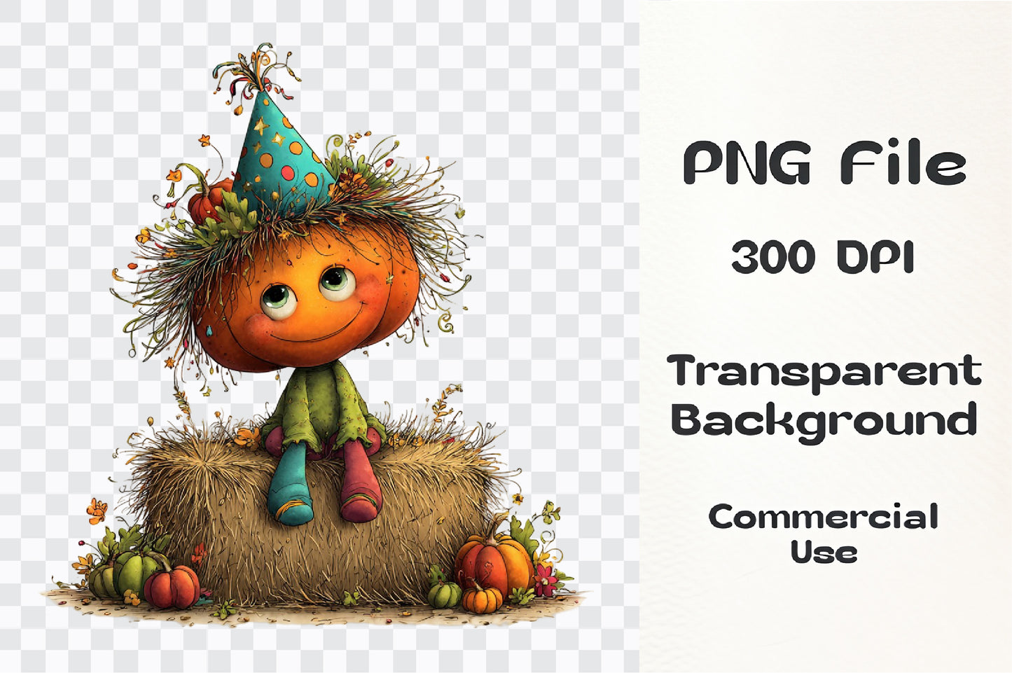 Whimsical Funny Pumpkin PNG  Cute Autumn Halloween Pumpkin Clipart