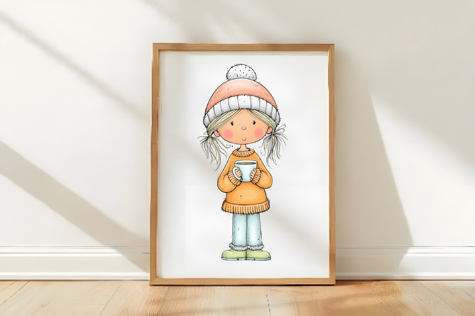 Whimsical Christmas Girls PNG | Santa Hat Girl Clipart | 4 PNG
