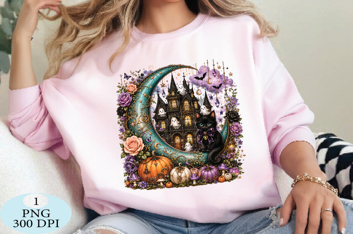 Whimsical Halloween Cat PNG