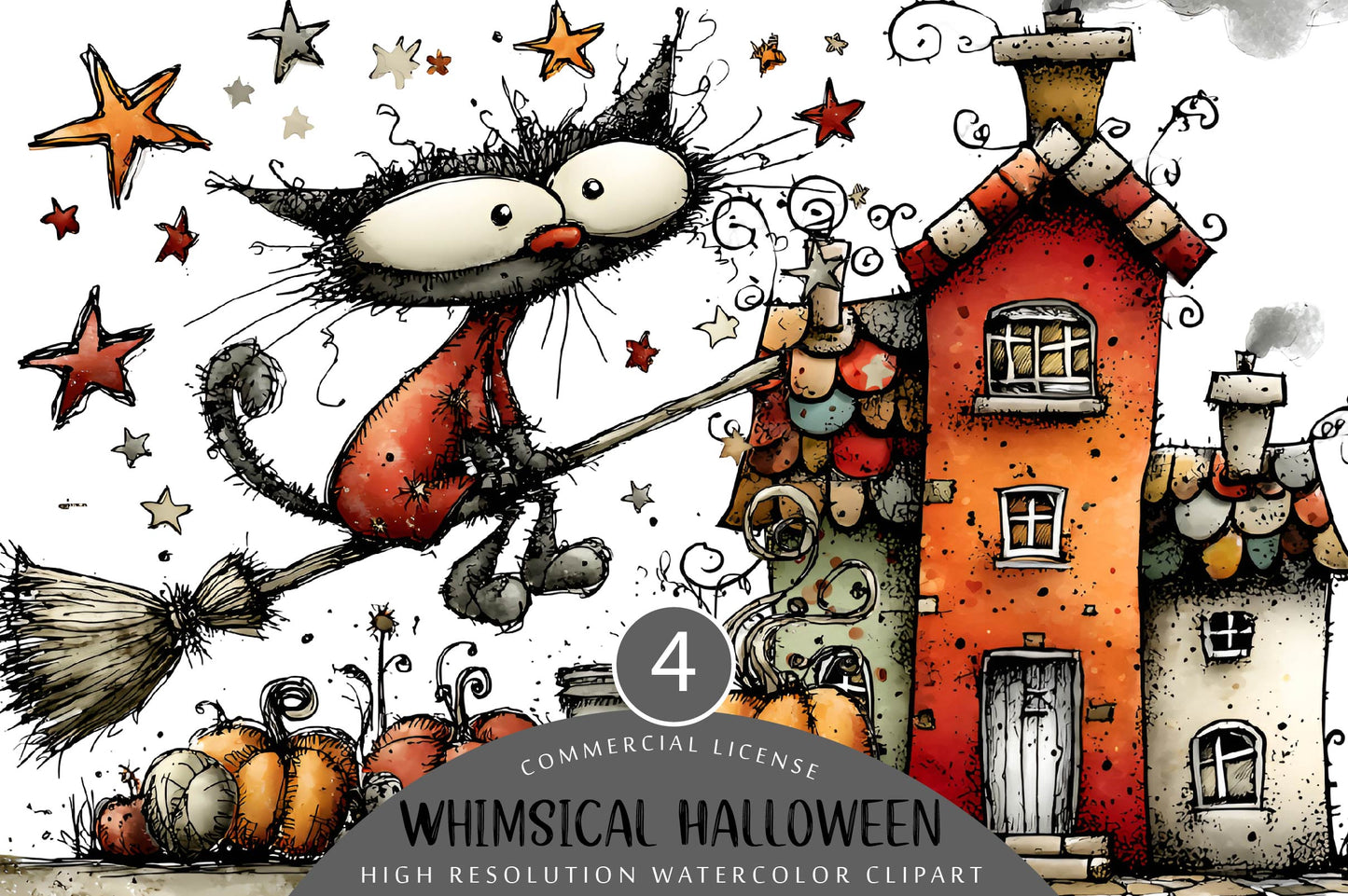 Whimsical Halloween Clipart PNG Bundle
