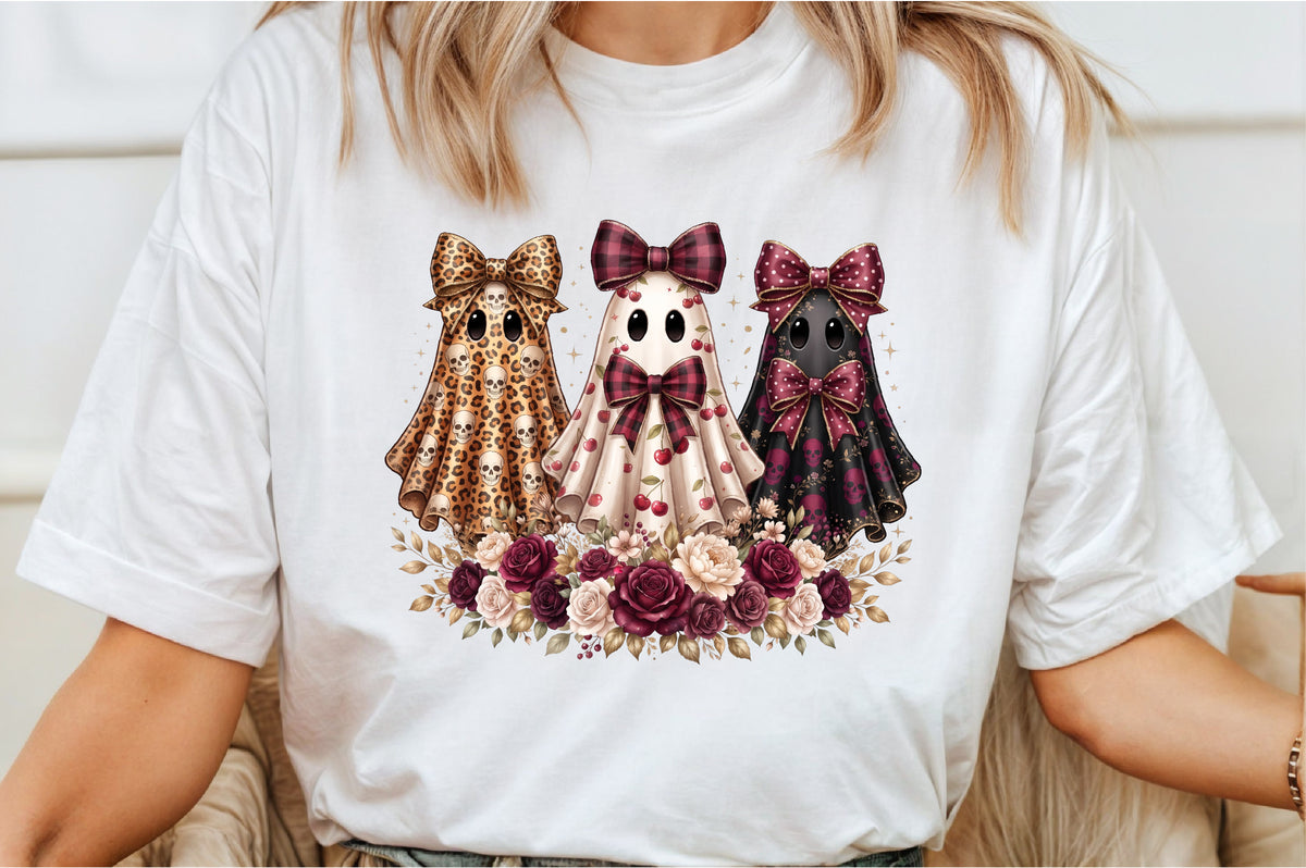 Whimsical Halloween Ghost Trio PNG