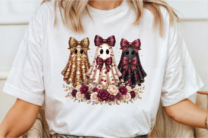 Whimsical Halloween Ghost Trio PNG