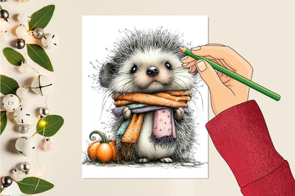 Whimsical Halloween Hedgehog PNG Cute Spooky Ghost Trick or Treat Clipart