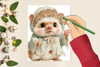 Whimsical Halloween Hedgehog PNG Bundle Cute Autumn Animal Clipart