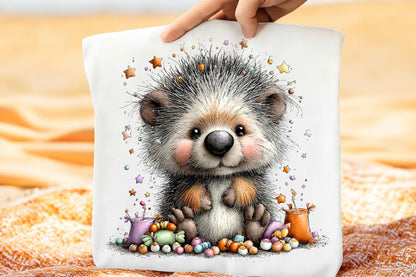 Whimsical Halloween Hedgehog PNG Cute Spooky Ghost Trick or Treat Clipart