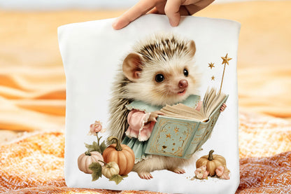 Whimsical Halloween Hedgehog PNG Bundle Cute Autumn Animal Clipart