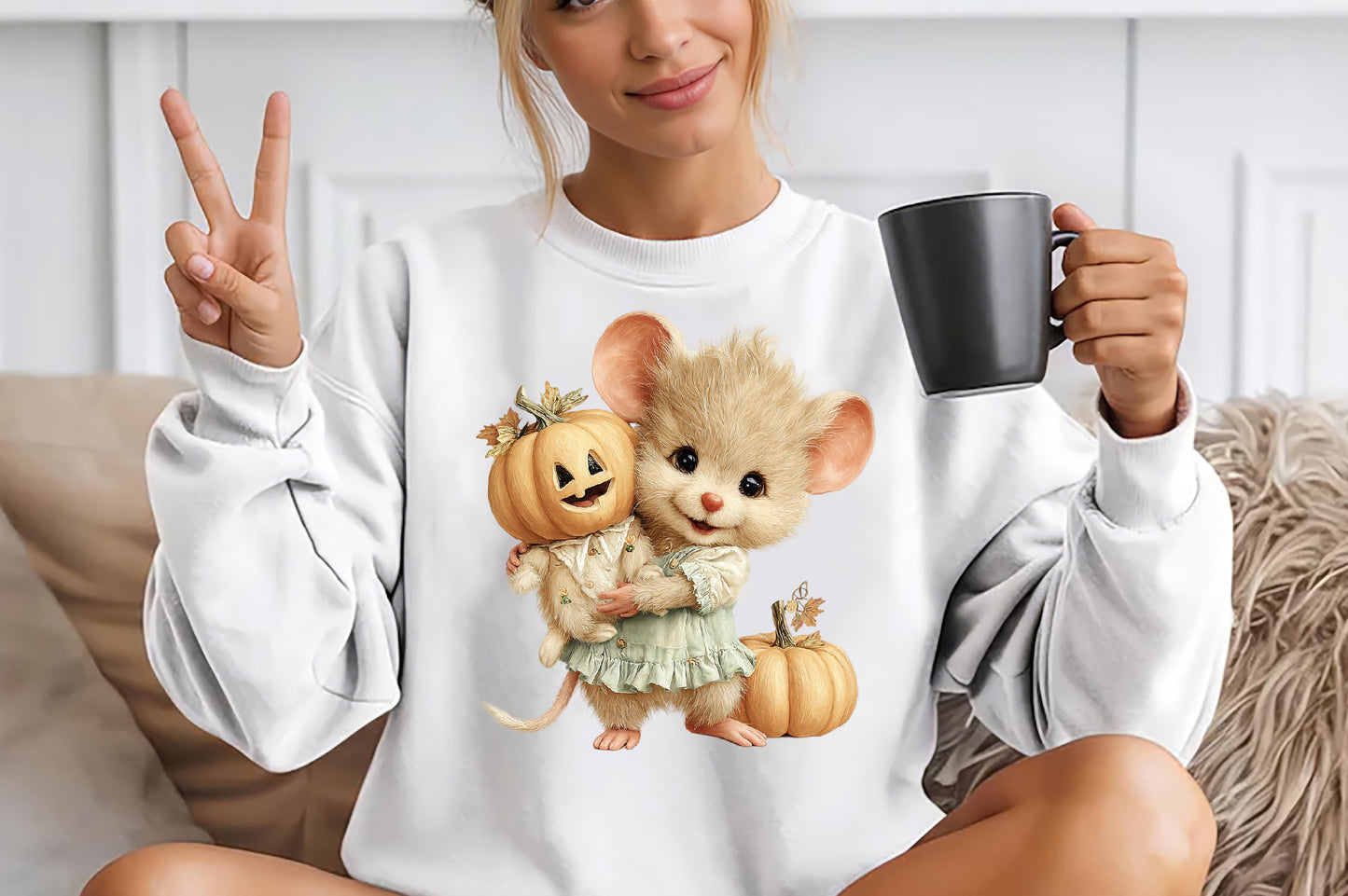 Whimsical Halloween Mouse PNG Bundle Cute Spooky Animal Clipart