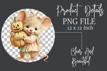 Whimsical Halloween Mouse PNG Bundle Cute Spooky Animal Clipart