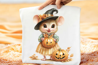 Whimsical Halloween Mouse PNG Bundle Cute Spooky Animal Clipart