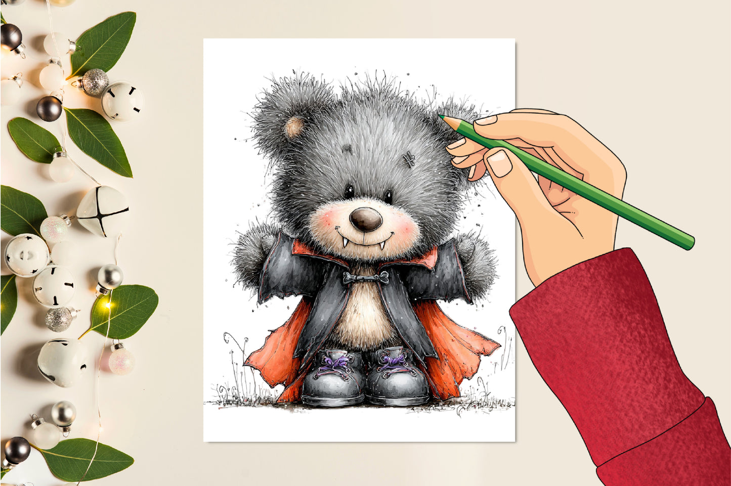 Whimsical Halloween Teddy Bear PNG Cute Spooky Trick or Treat Clipart