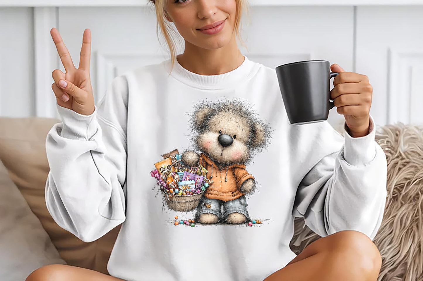 Whimsical Halloween Teddy Bear PNG Cute Spooky Trick or Treat Clipart