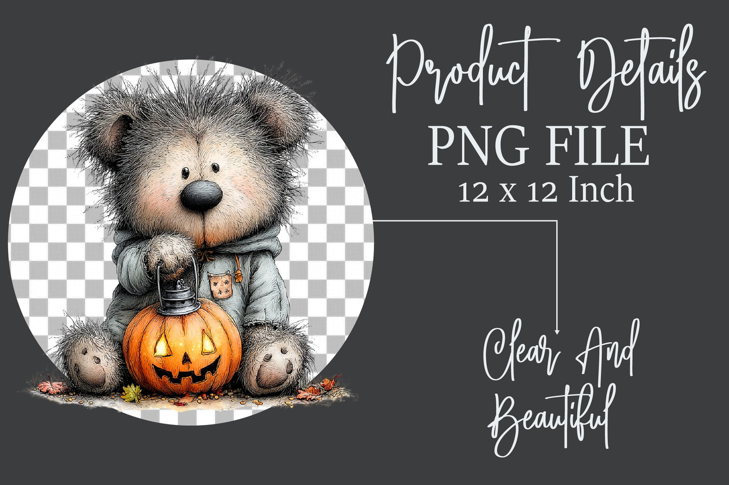Whimsical Halloween Teddy Bear PNG Cute Spooky Trick or Treat Clipart