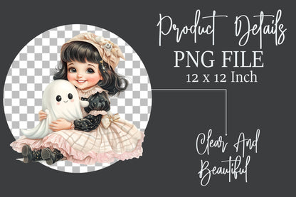 Whimsical Halloween Witch Girls PNG Bundle Cute Spooky Girl Clipart