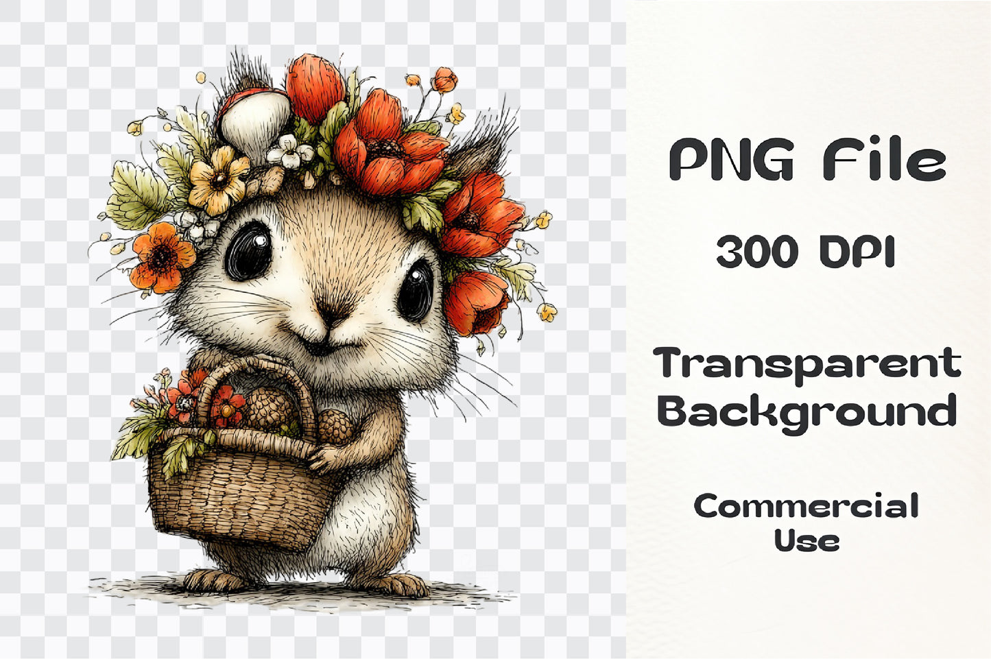 Pink Autumn Fall Clipart PNG Bundle | Cute Woodland Animals, Floral Harvest & Whimsical Fall Graphics