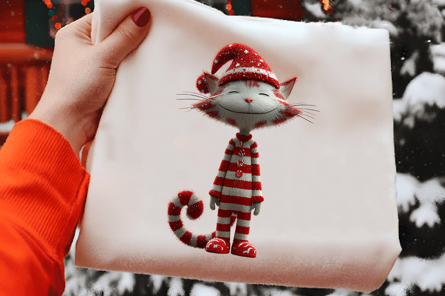 Whimsical Quirky Christmas Cats Clipart PNG