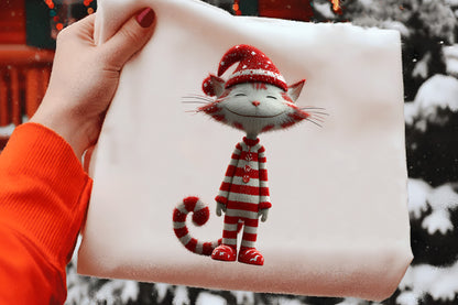 Whimsical Quirky Christmas Cats Clipart PNG