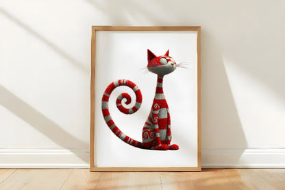 Whimsical Quirky Christmas Cats Clipart PNG