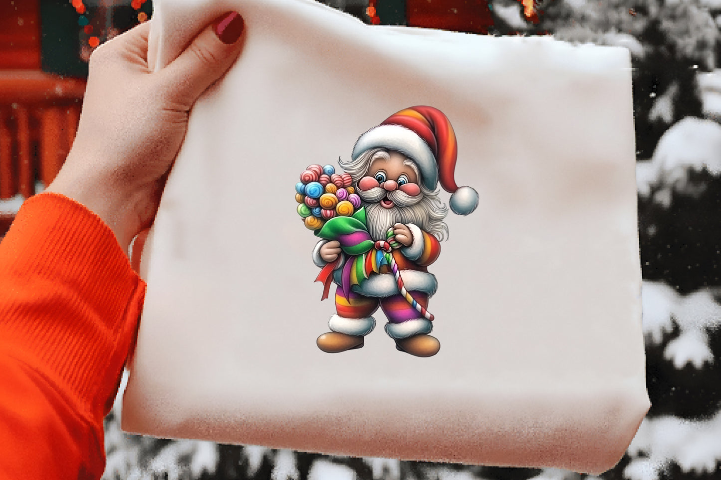 Whimsical Rainbow Santa Clipart PNG Bundle | Cute Watercolor Rainbow Santa Claus Clipart | Pastel Christmas Santa PNG