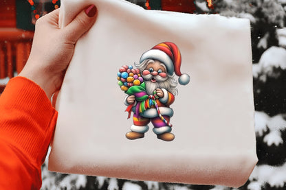 Whimsical Rainbow Santa Clipart PNG Bundle | Cute Watercolor Rainbow Santa Claus Clipart | Pastel Christmas Santa PNG