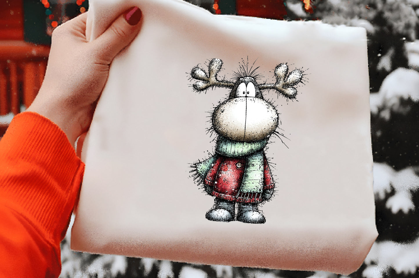 Whimsical Reindeer Clipart Bundle | Cute Watercolor Christmas Reindeer PNG | Festive Holiday Deer