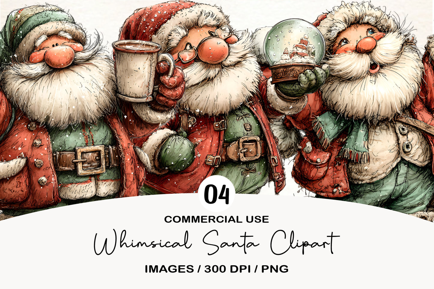 Whimsical Santa Christmas Clipart PNG