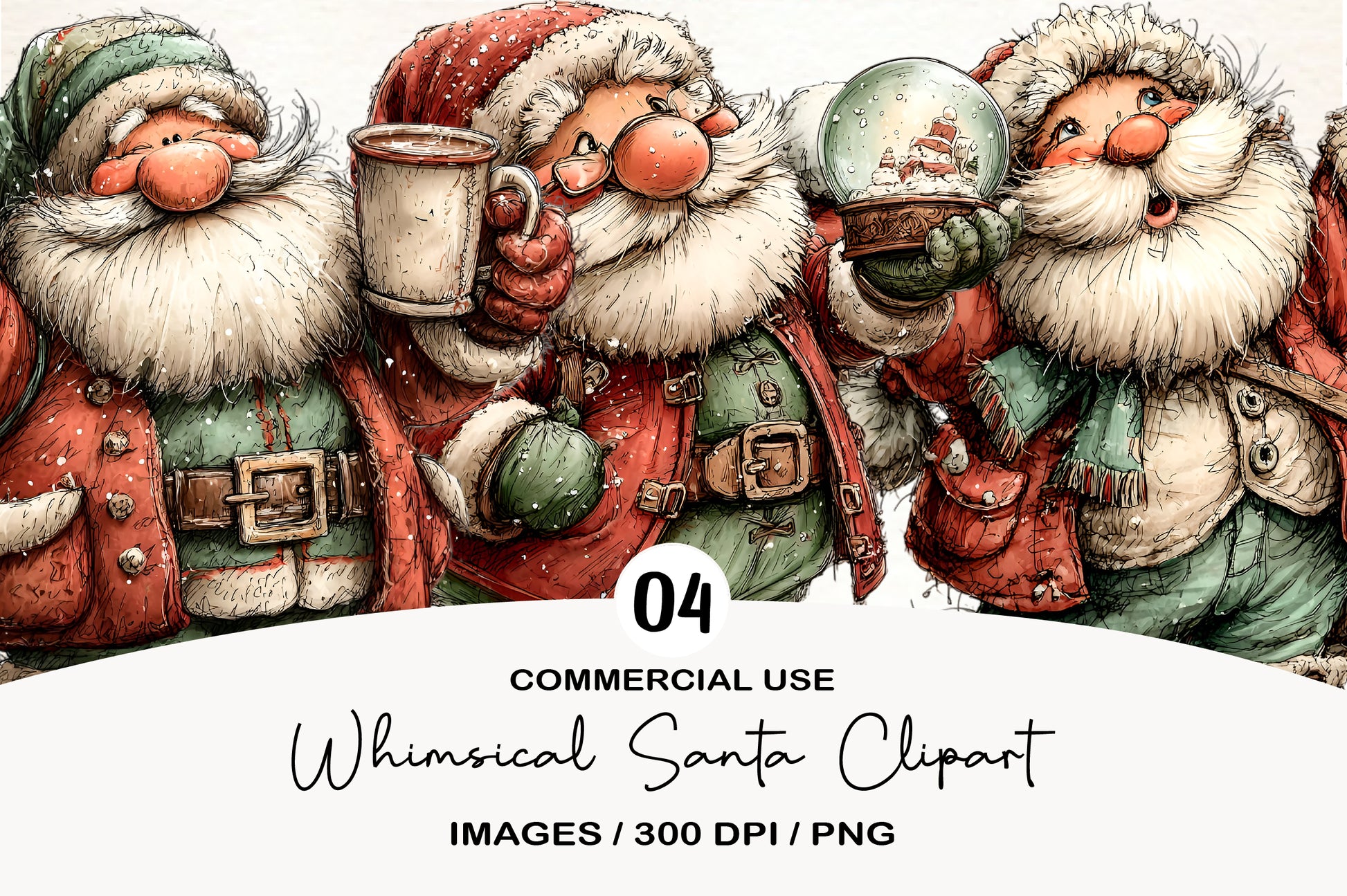 Whimsical Santa Christmas Clipart PNG