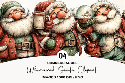 Whimsical Santa Christmas Clipart PNG