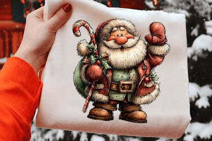 Whimsical Santa Clipart PNG Bundle | Cute Watercolor Santa Claus Christmas Clipart
