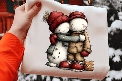 Whimsical Snowman Christmas Clipart PNG Bundle | Cute Watercolor Holiday Snowman Clipart