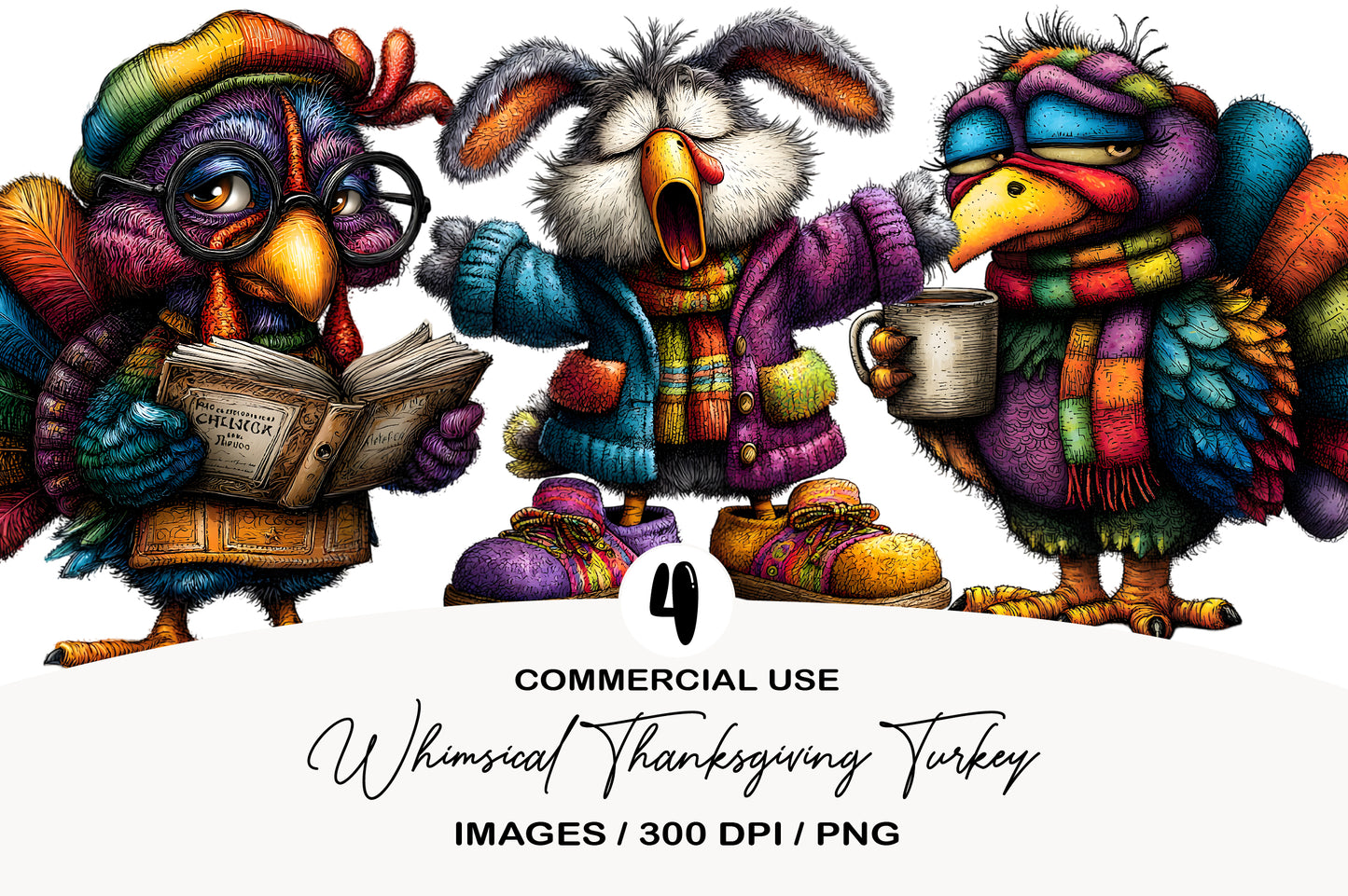 Whimsical Thanksgiving Turkey PNG | Cute Turkey Clipart | Fall Thanksgiving
