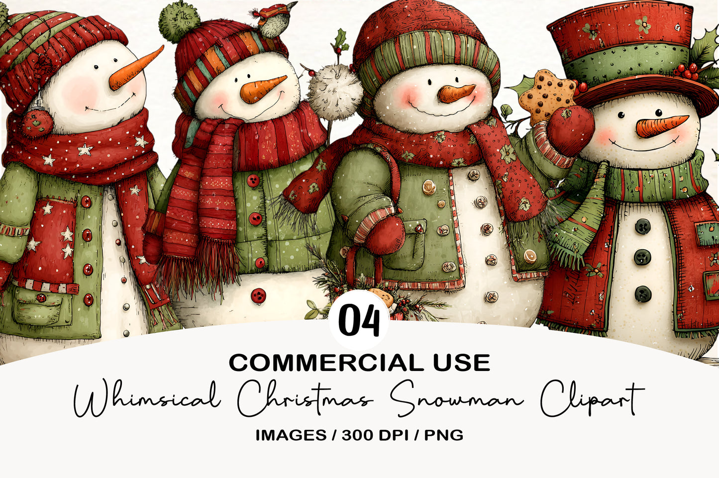 Whimsical Christmas Snowman Clipart PNG