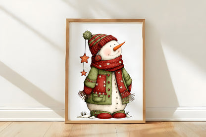 Whimsical Christmas Snowman Clipart PNG