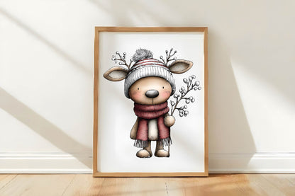 Whimsical Winter Animal Clipart PNG Bundle | Cute Watercolor Winter Woodland Animals