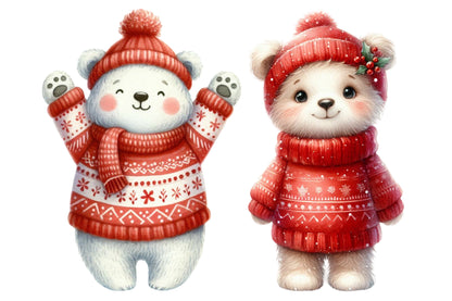 Winter Christmas Bear PNG | Cute Christmas Bear Clipart | 14 Transparent PNG