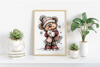 Whimsical Winter Christmas Bear Clipart PNG