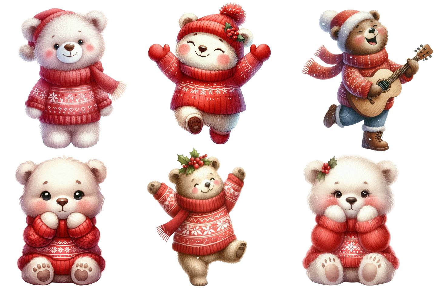Winter Christmas Bear PNG | Cute Christmas Bear Clipart | 14 Transparent PNG