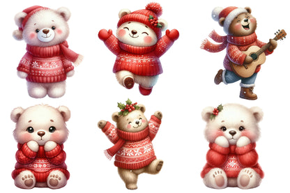 Winter Christmas Bear PNG | Cute Christmas Bear Clipart | 14 Transparent PNG