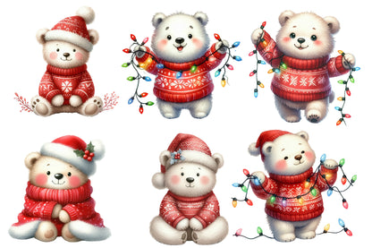 Winter Christmas Bear PNG | Cute Christmas Bear Clipart | 14 Transparent PNG